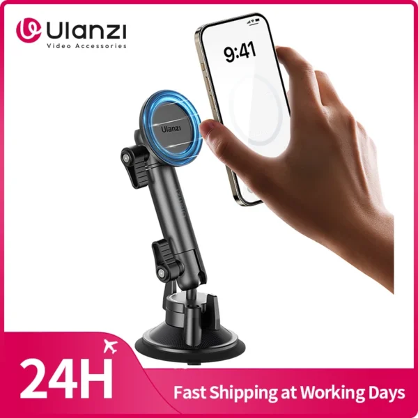 Ulanzi ZJ06 Suction Cup Mount Magic Arm for iPhone 16 15 14 13 Pro Pro Max MagSafe Smartphones for Car Windows Tile Wall