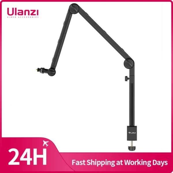VIJIM LS24 Desktop Microphone Boom Arm Stand Extend 1/4'' 3/8'' 5/8'' Screw 90° Hover Bracket for DSLR GoPro Smartphone