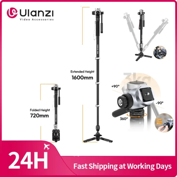 ​Ulanzi TB06 SMOD Video Monopod Detachable Monopod Trekking poleTripod for Mirrorless Camera Smartphone with 360° Pan&180d° Tilt