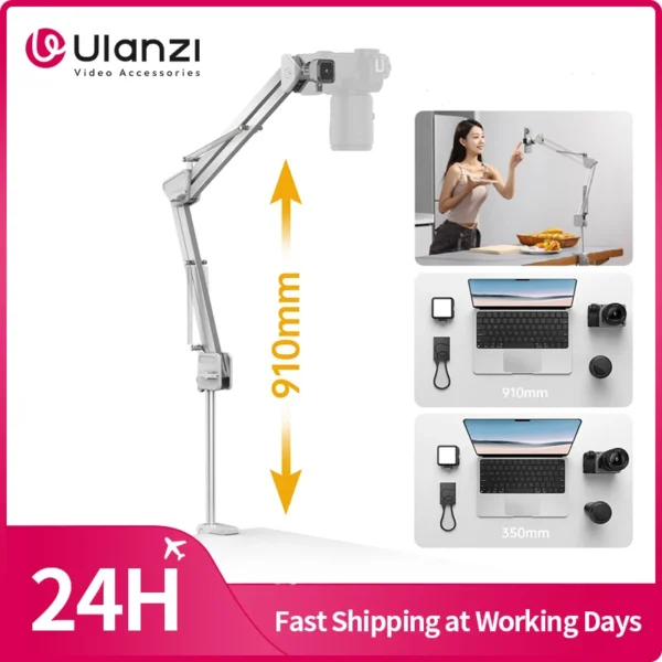 Ulanzi TH04 Overhead Camera Mount Quick-Release Camera Desktop Stand Max Load 2KG for Camera Smartphone Tablet for Live Vlog