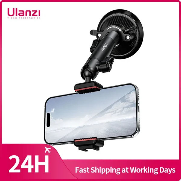 Ulanzi Go-Quick II Suction Cup Mount Extendable Suction Cup Mount for Action Camera Smartphone for Glass Window Kitchen Tile