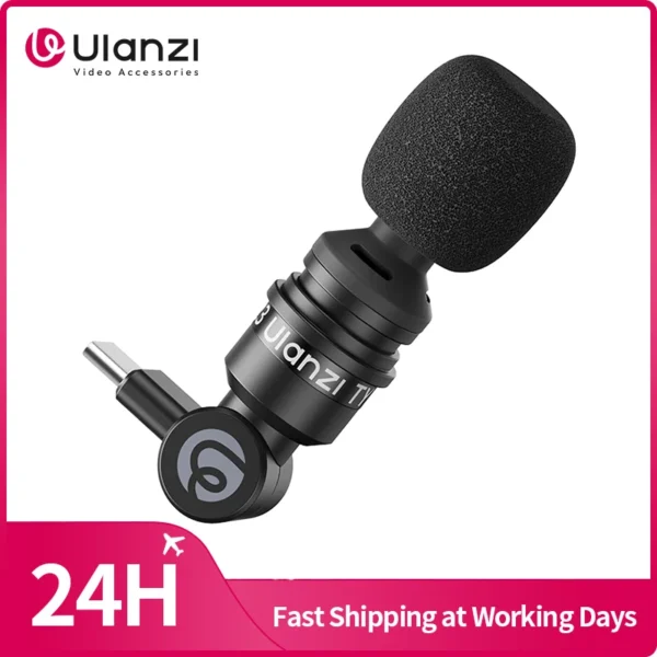 ​Ulanzi AM23 Type-C Mini Mic 360° Pickup Microphone Angle Adjustable Mic for Mac Min Smartphone Laptop Tablet