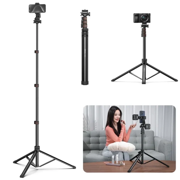 Ulanzi 1.6m Smartphone Tripod Kit 1.6M Portable Tripod for Smartphone Mirrorless Camera Action Camerawith Phone Clip 1/4'' Screw