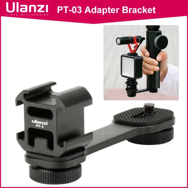 Ulanzi PT-3 Metal Extension Bar 3 Cold Shoe Mounts for Zhiyun Smooth 4/DJI OSMO/Vimble 2 Gimbal LED Light BY-MM1 Microphone