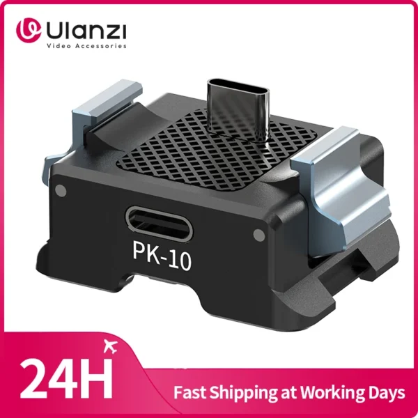 Ulanzi PK-10 Expansion Adapter for DJI Osmo Pocket 3 with 1/4'' Thread Foldable 2-Prong Mount