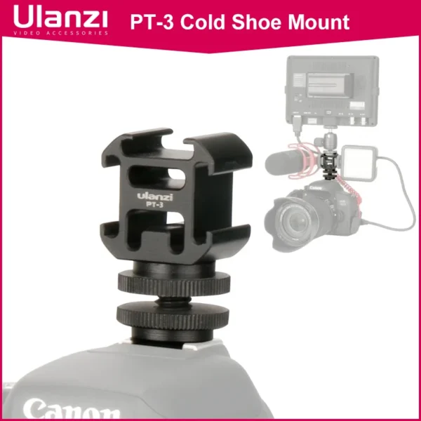 Ulanzi Triple 3 Cold Shoe Mount On Camera Shoe Mount Support BY-MM1 Microphone Video LED Light for DSLR Nikon Canon