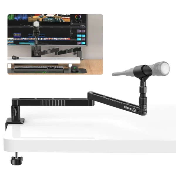 U​lanzi Low Level Microphone Stand 360° Adjustable Foldable Microphone Arm for Live-streaming Video Recording