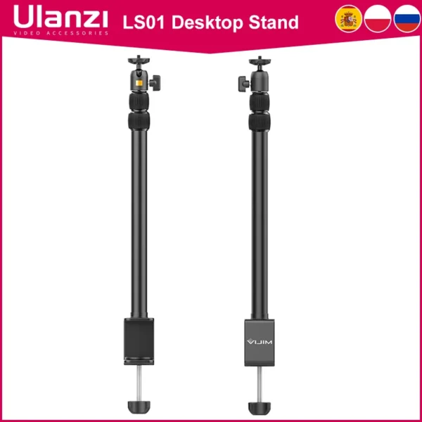 VIJIM LS01 Desk Light Mounting Stand 96cm Adjustable Tabletop Stand with Removable Ballhead 1/4 Screw for LED Ring Light